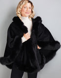 Full Band Hooded Alpaca Cape-Black