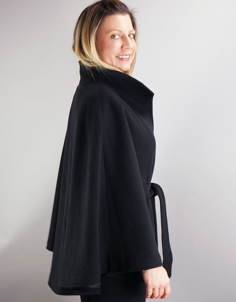 Belted Modern Cape/Jacket - Black