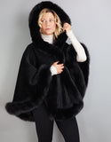 Full Band Hooded Alpaca Cape-Black