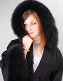 Belted Cape/ Jacket with Hood- Black