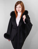Belted Cape/ Jacket with Hood- Black