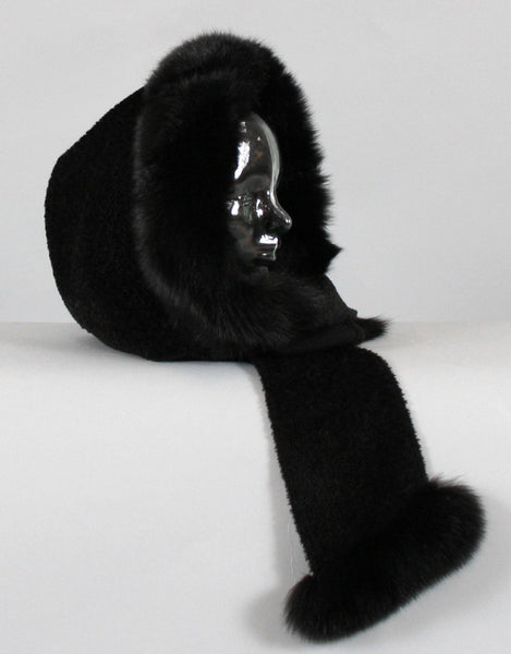 Hood with Fur Trim- Black