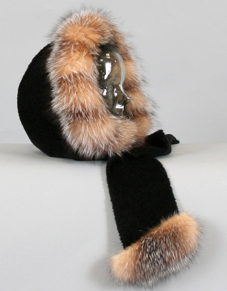 Hood with Fur Trim- Black Crystal