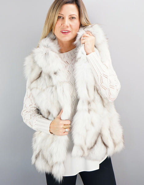 Funky Section Fox Vest - Natural Blue
