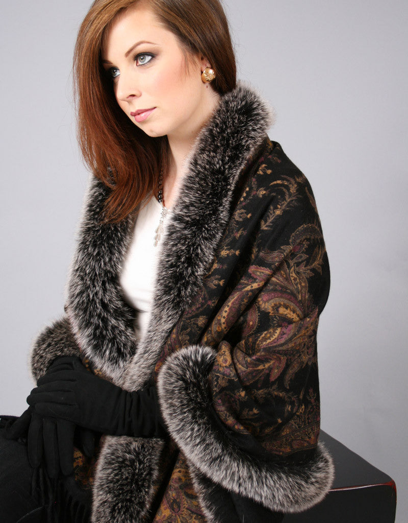 Printed Cashmere Shawl-Beige/ Blush
