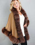 Cashmere Medium Round Cape- Black/ Silver
