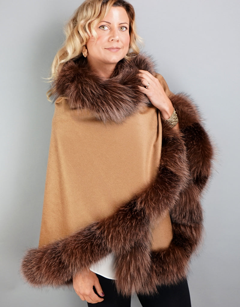 Cashmere Medium Round Cape- Grey