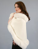 Petite Alpaca Cape with Fox Trim - Black Brown