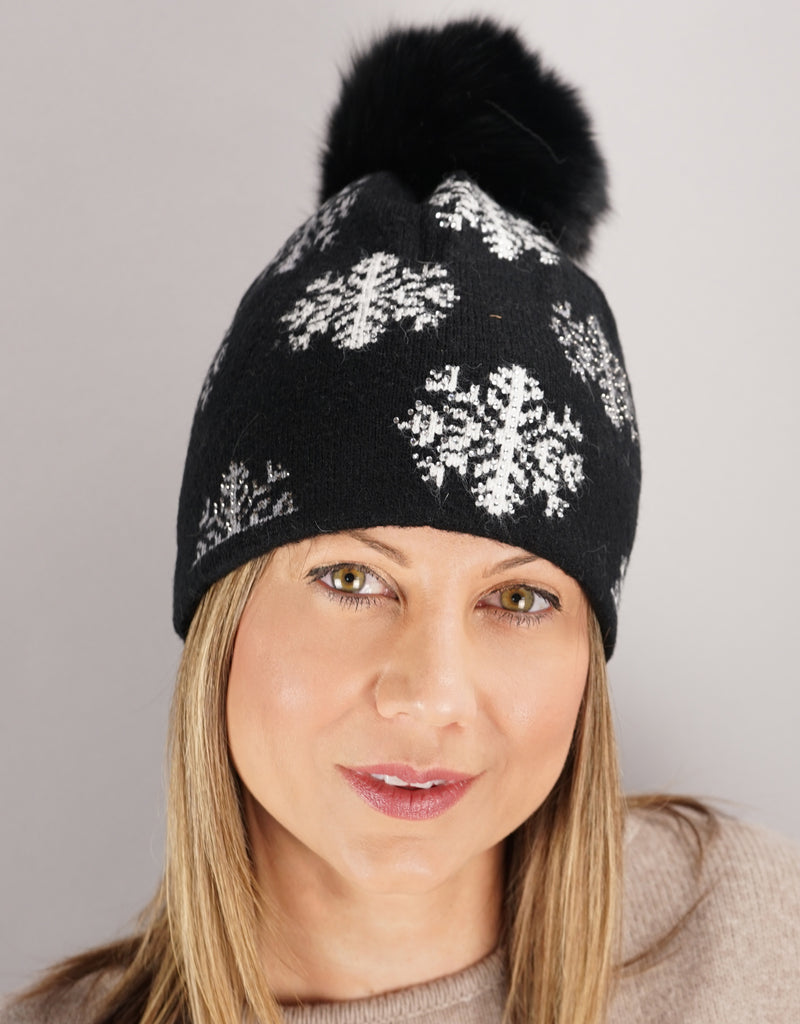 Digital Snowflake Hat- Black