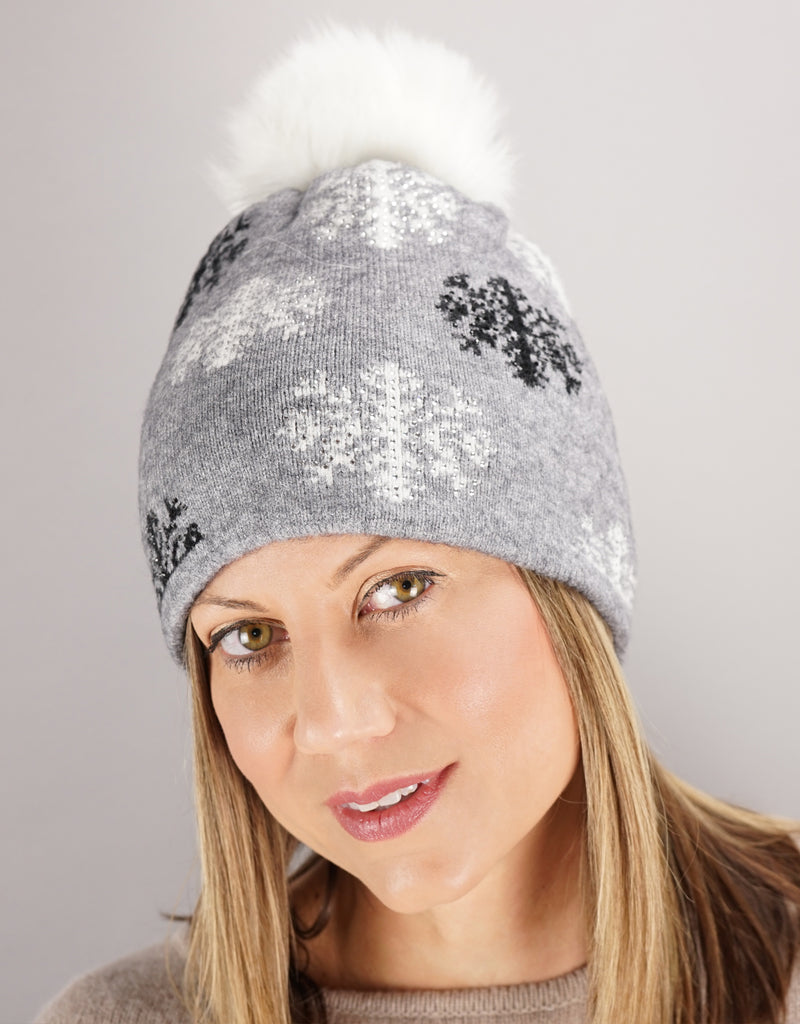 Digital Snowflake Hat- Grey