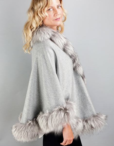 Cashmere Medium Round Cape- Grey