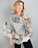 Cashmere Medium Round Cape- Black/ Silver