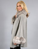 Cashmere Mandarin Collar Cape- Black