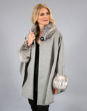 Cashmere Mandarin Collar Cape- Black