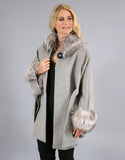 Cashmere Mandarin Collar Cape- Black