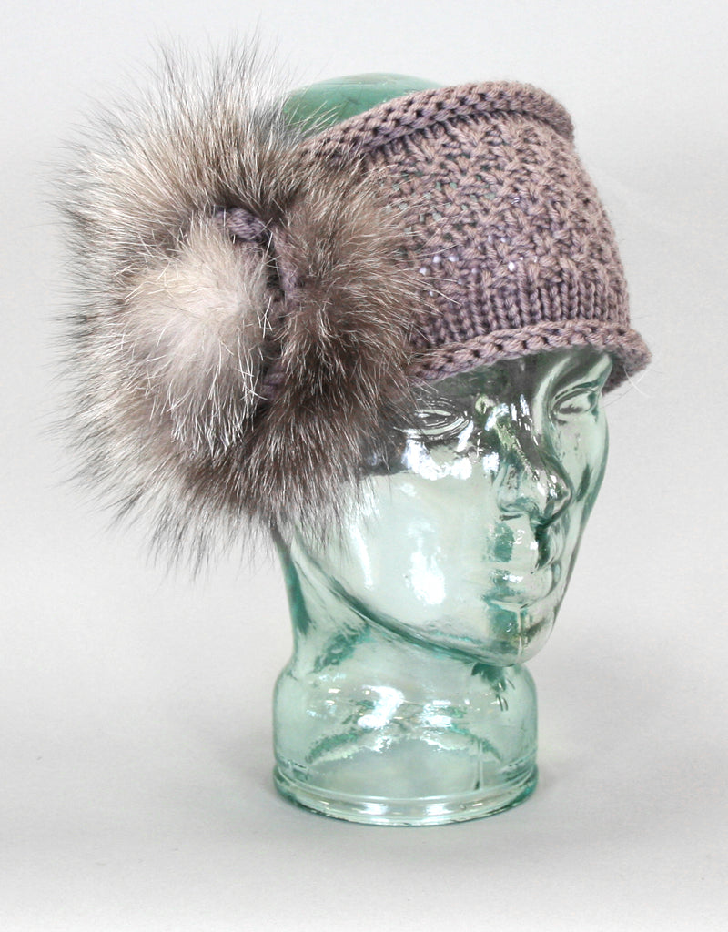 Knit Headband with Rosette - Ivory
