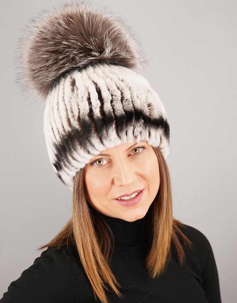 Oversize Pom Pom Stretch Rex Hat - Grey Silver