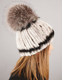 Oversize Pom Pom Stretch Rex Hat - Grey Silver