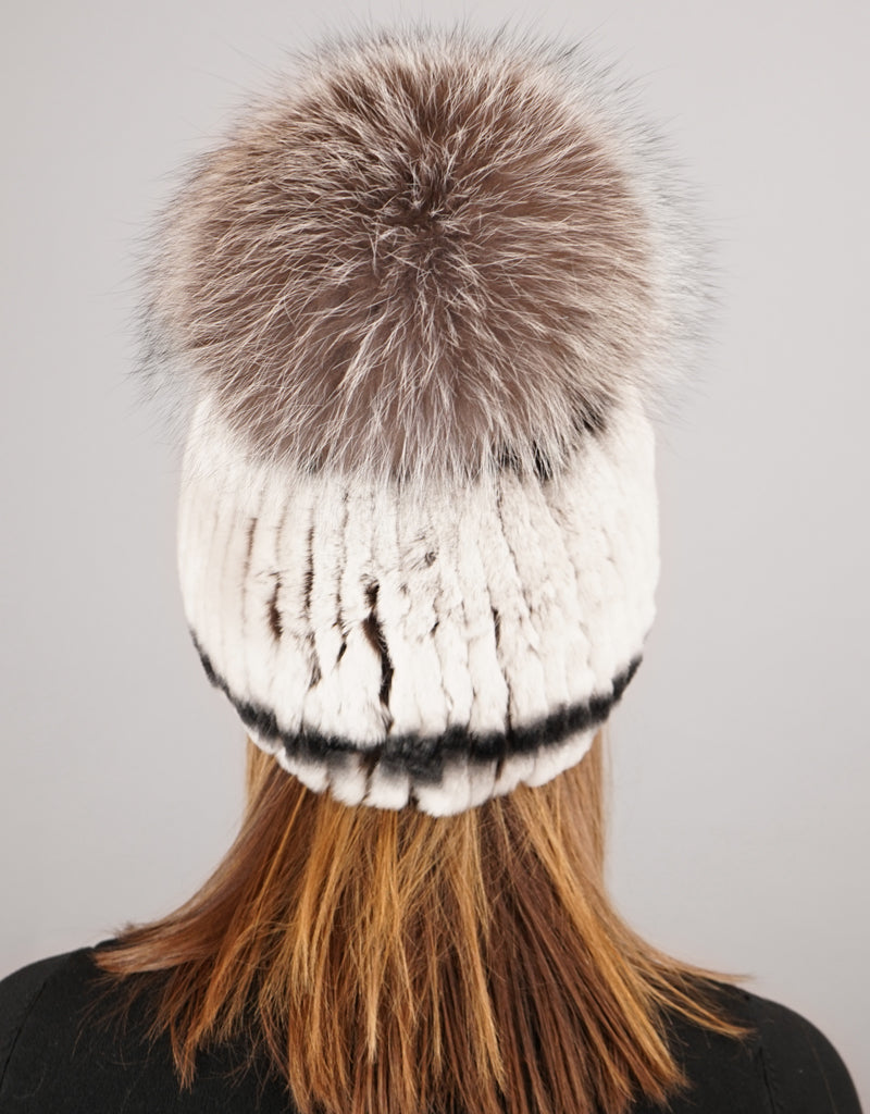Oversize Pom Pom Stretch Rex Hat - Grey Silver
