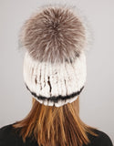 Oversize Pom Pom Stretch Rex Hat - Grey Silver