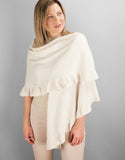 Beautiful Cashmere Ruffle Shawl- Cream