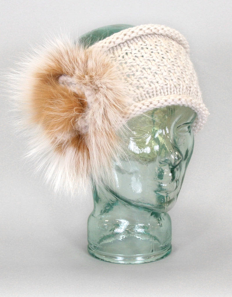 Knit Headband with Rosette - Grey