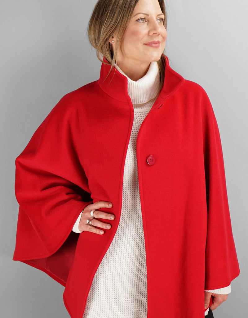 Belted Modern Cape/Jacket - Red