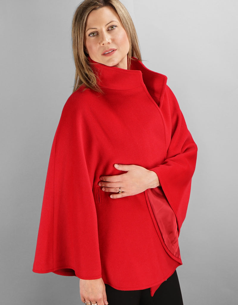 Belted Modern Cape/Jacket - Red