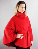 Belted Modern Cape/Jacket - Red