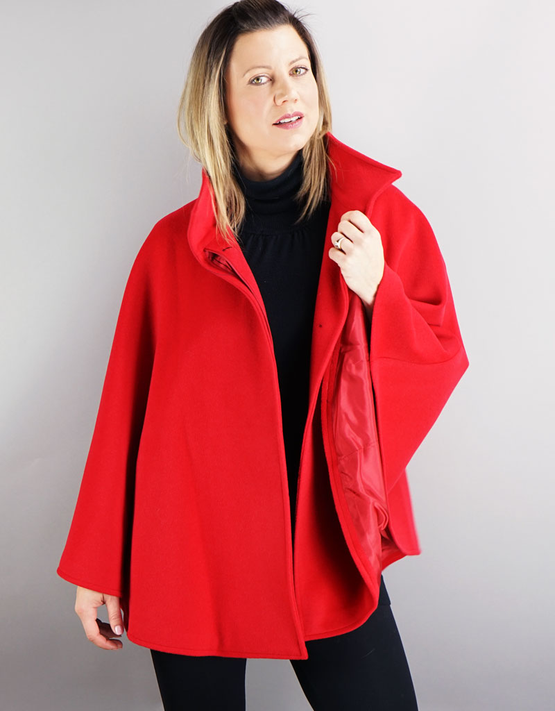 Belted Modern Cape/Jacket - Red