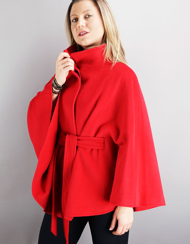 Belted Modern Cape/Jacket - Red
