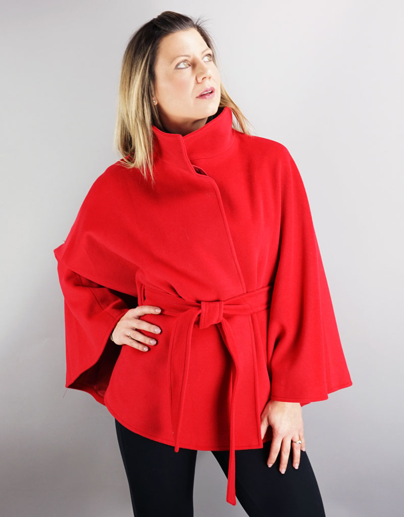 Belted Modern Cape/Jacket - Red