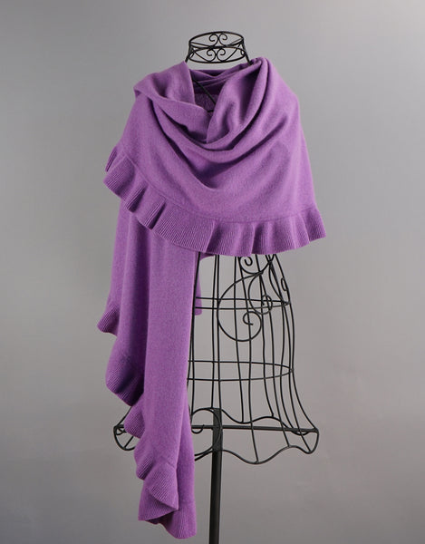 Beautiful Cashmere Ruffle Shawl- Lilac