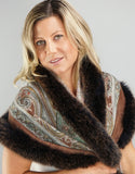 Printed Cashmere Shawl- Marigold / Brown Snow