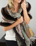 Printed Cashmere Shawl- Marigold / Brown Snow