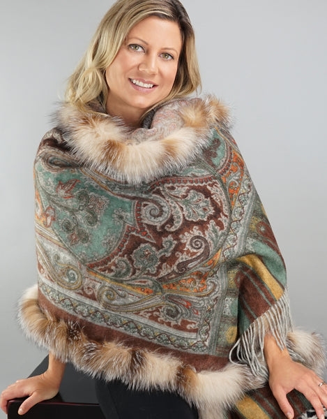 Printed Cashmere Shawl- Marigold Crystal
