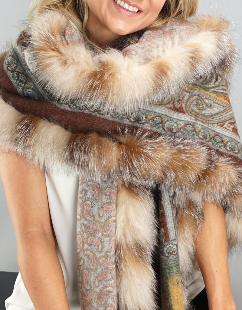 Printed Cashmere Shawl- Marigold Crystal