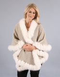 Fur Whip Alpaca Cape-Melange/ Camel Fox