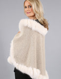 Fur Whip Alpaca Cape-Melange/ Camel Fox
