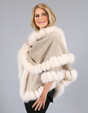 Fur Whip Alpaca Cape-Brown/ Fisher Dyed Silver Fox