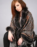 Printed Cashmere Shawl-Marble/ Black Snow