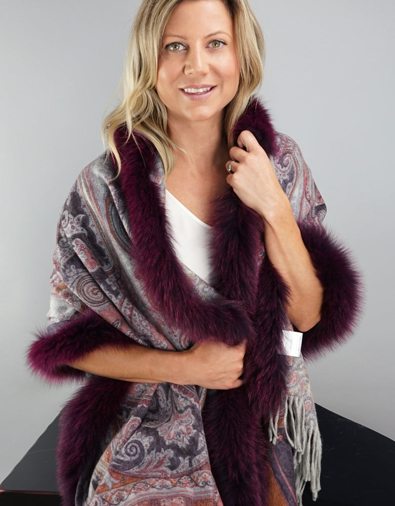 Printed Cashmere Shawl- Mulberry Scroll