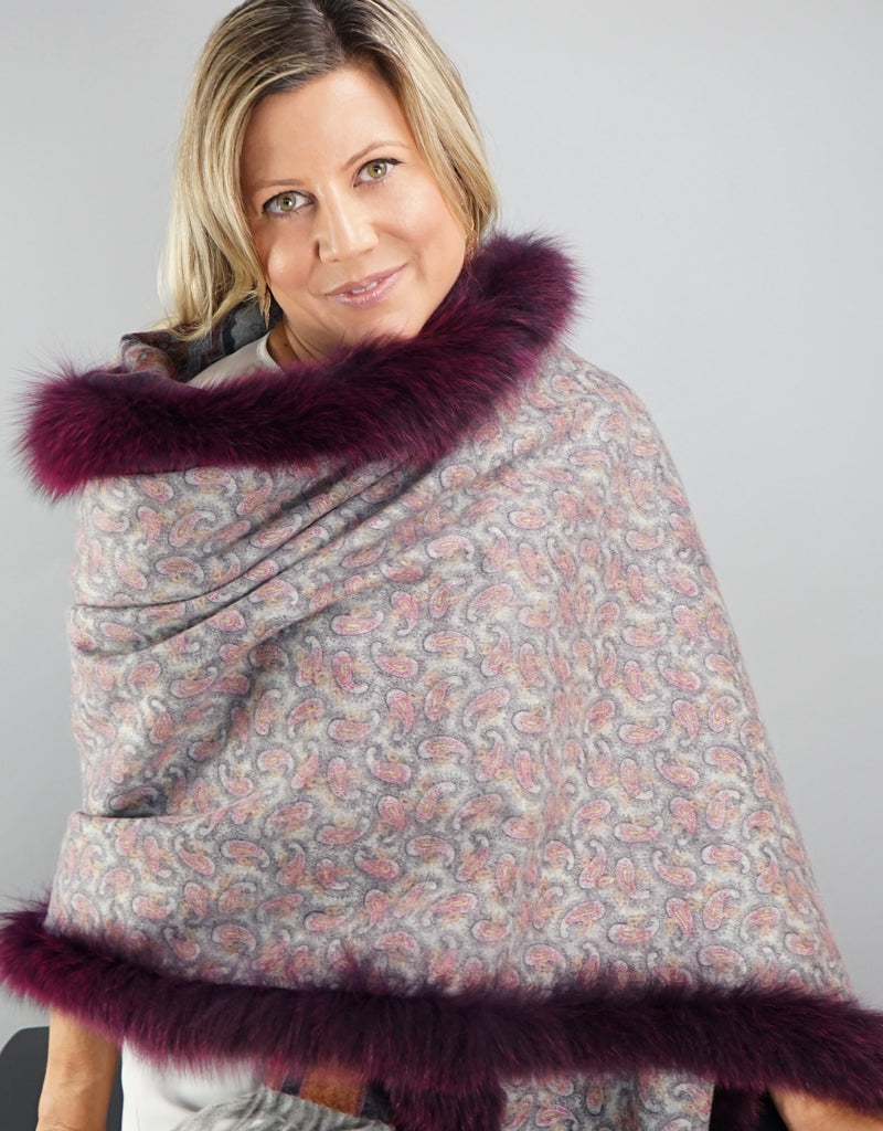 Printed Cashmere Shawl- Mulberry Scroll