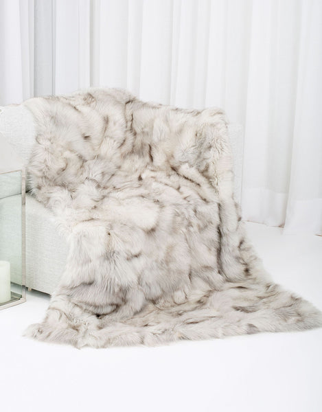 CANADIANA Fox Blanket - Natural Blue Fox