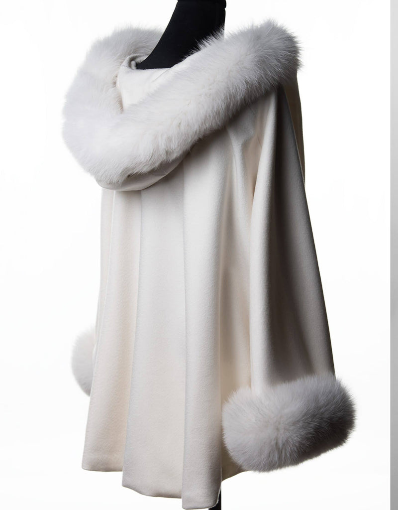 Belted Cape/ Jacket with Hood- Off White