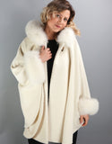 Hooded One Button Cape- Ivory