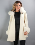 Hooded One Button Cape- Ivory