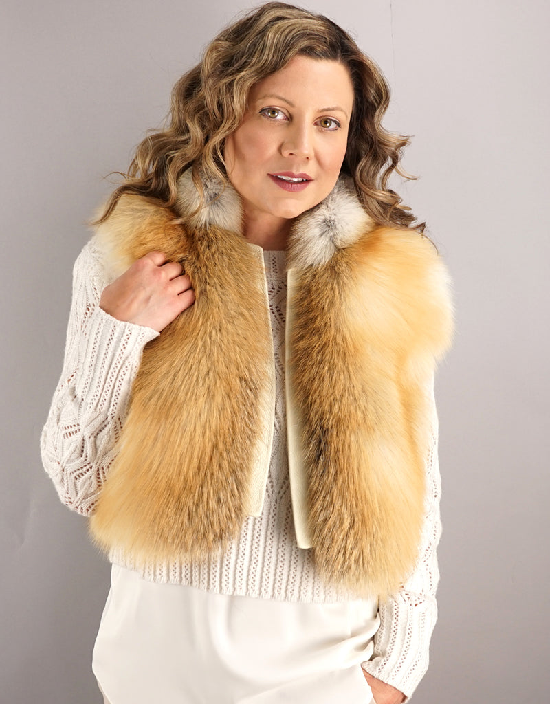 Fox & Leather Crop Vest - Golden Island
