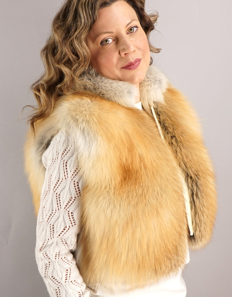Fox & Leather Crop Vest - Golden Island