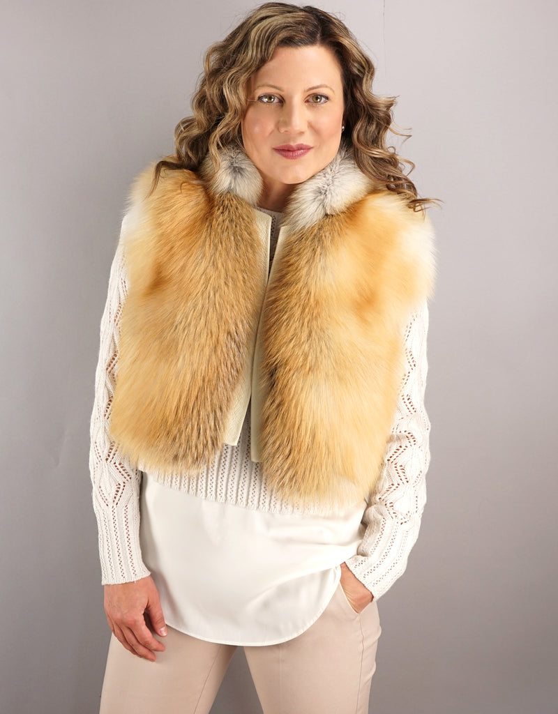 Fox & Leather Crop Vest - Golden Island